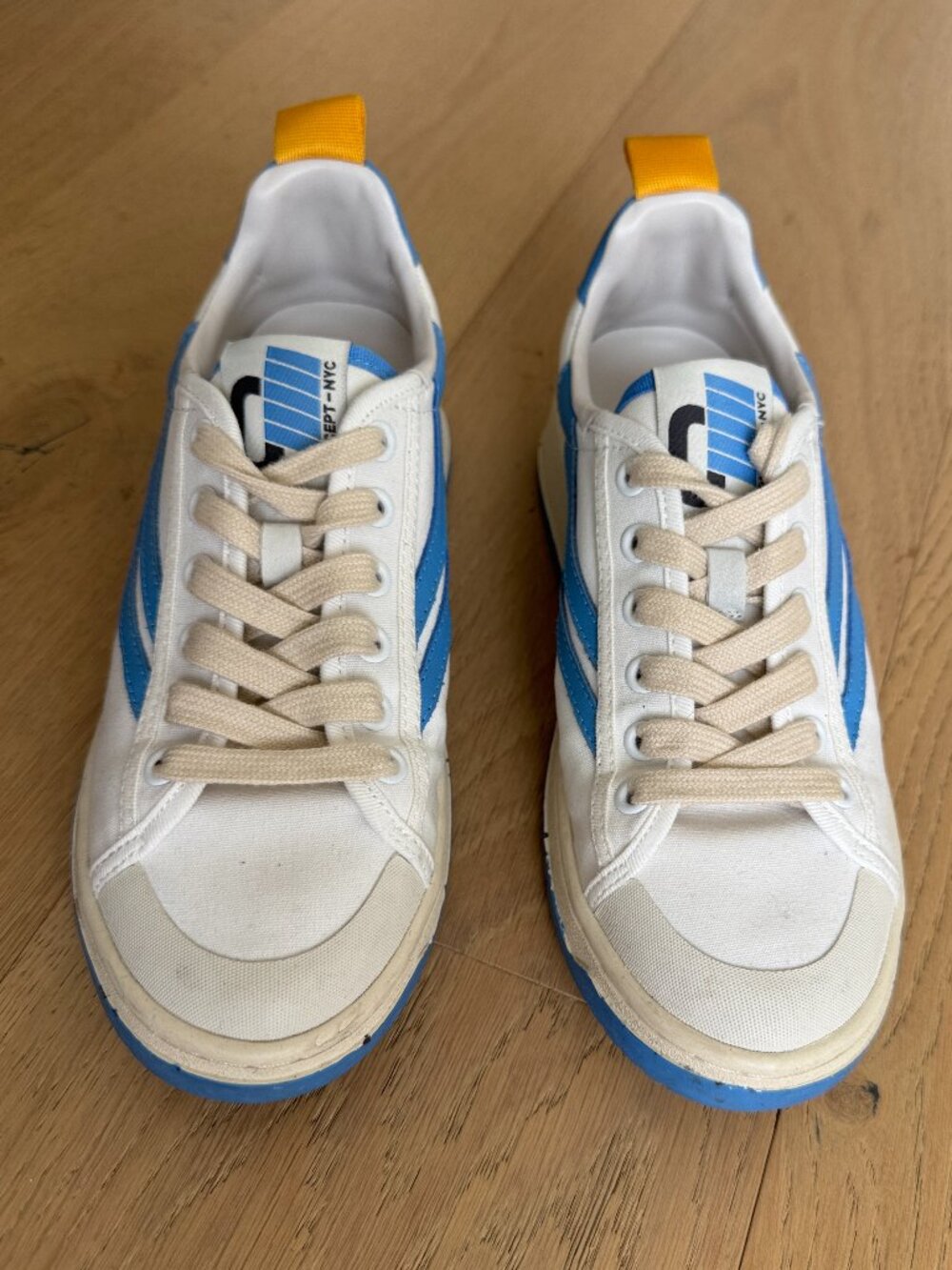 Oncept Portland Blue Leather Sneakers Worn Once Like New White Sz 7 - Picture 3 of 7